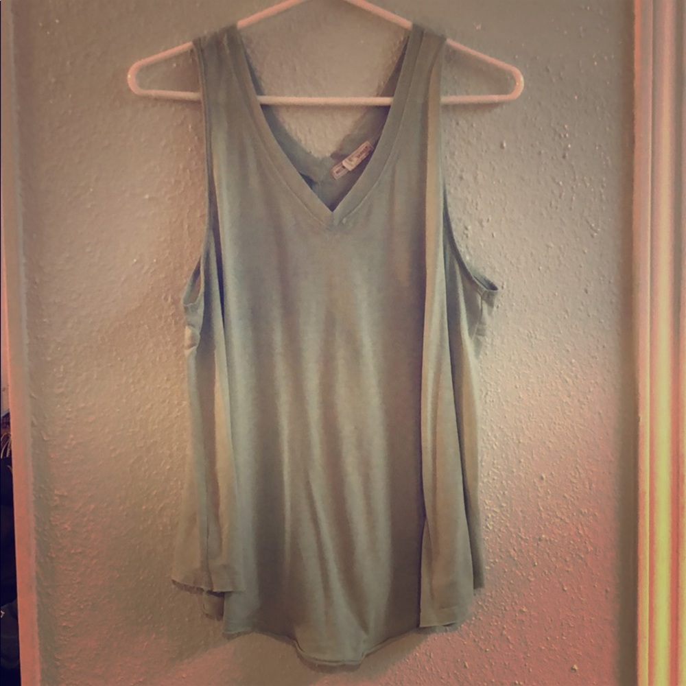 Light Green V-Neck Loose Fit Tank Top